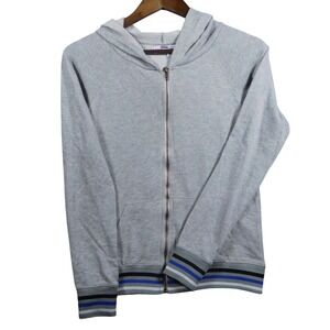 Vintage Havana Womens L Zip-Up Striped Cuff Hoodie Gray Y2K Aesthetic‎